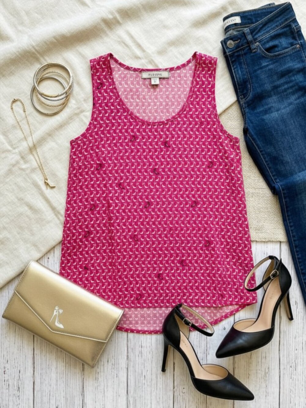 Nordstrom Pleione | High Low Scoop Neck Dressy Tank Top with Stilettos | Sz S